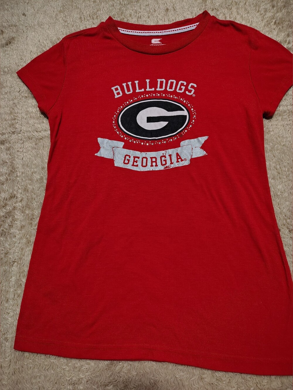 UGA Georgia Bulldogs NCAA Colosseum Women's Short Sleeve T Shirt Rhinestone Sz M